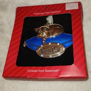 Harvey Lewis Best Cat Christmas Tree Ornament (Crystals From Swarovski)